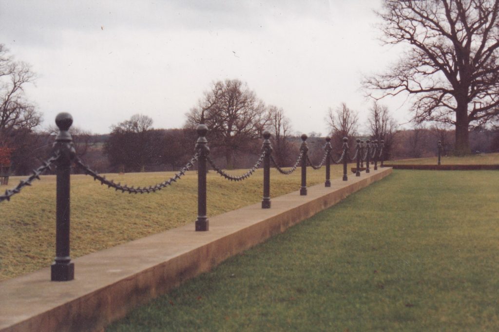 studley royal house. chain link front of house
